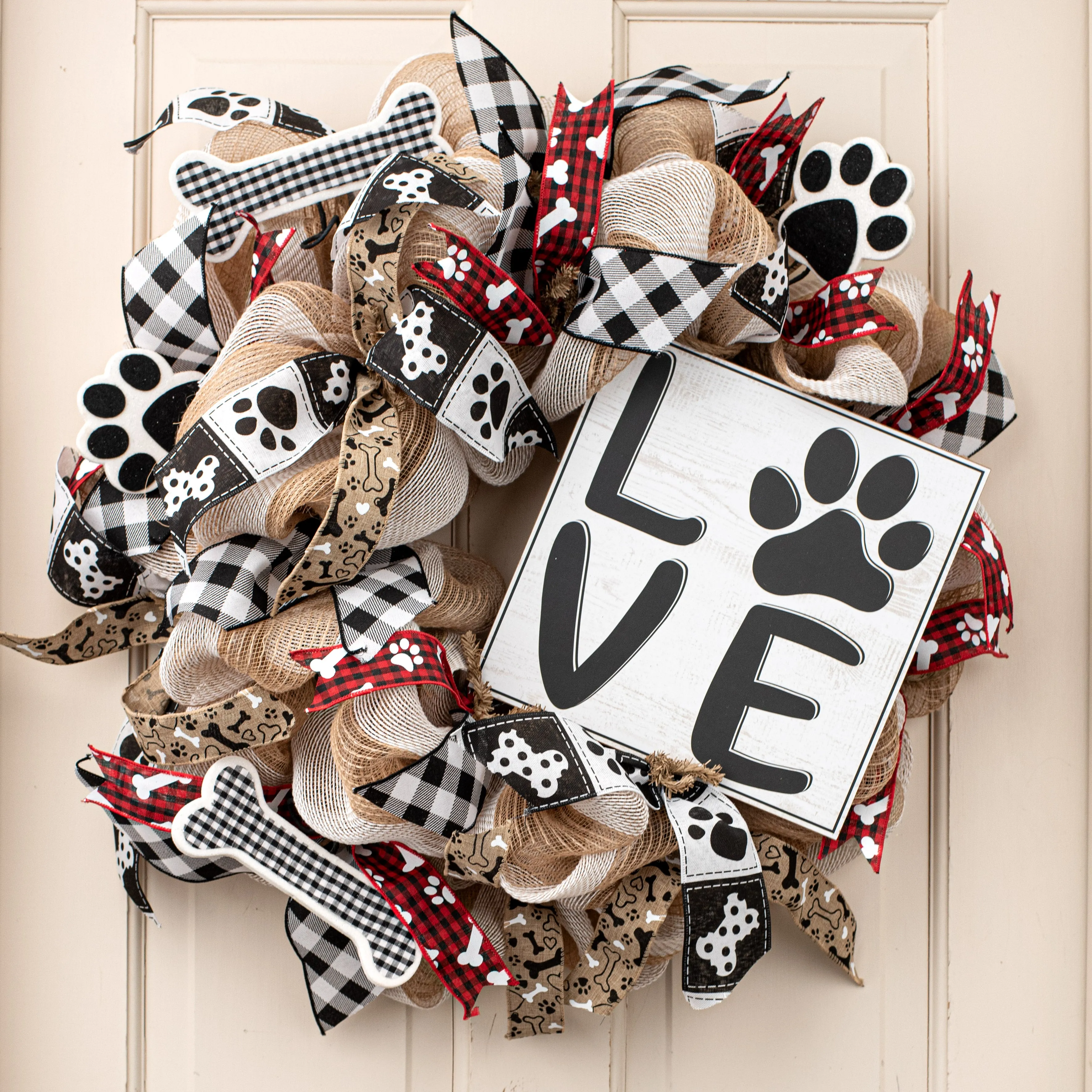 10" Square Wooden Sign: Love Paw Print