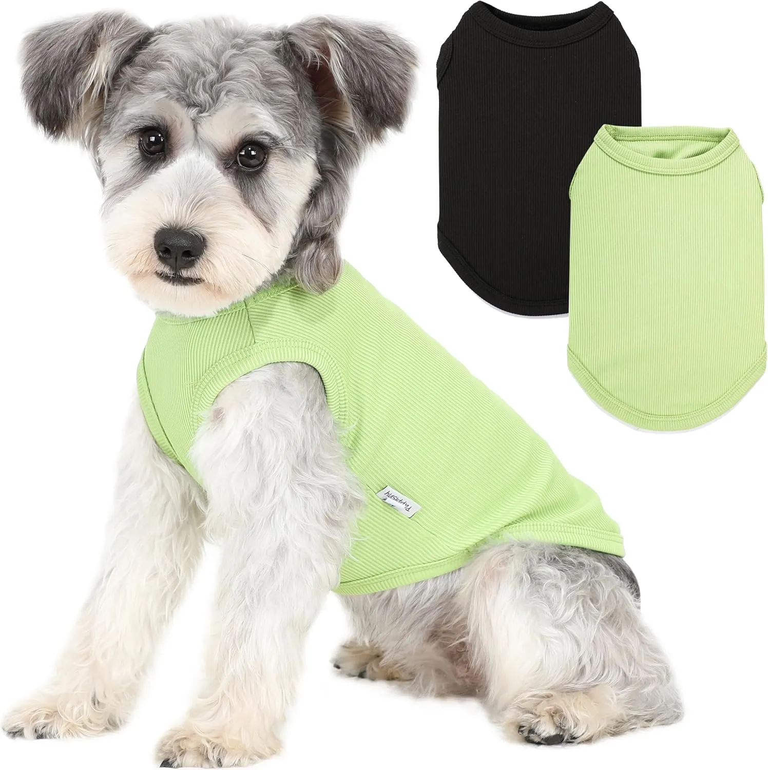 2 Pack Dog Clothes for Small Dogs Summer Dog Shirt Vest Girl Boy Lightweight Puppy T-Shirts Blank Soft and Cool Pet Clothing Sleeveless Medium Large Dog Outfit (Black Avocado Green, X-Large)