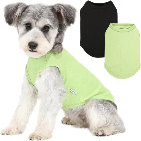 2 Pack Dog Clothes for Small Dogs Summer Dog Shirt Vest Girl Boy Lightweight Puppy T-Shirts Blank Soft and Cool Pet Clothing Sleeveless Medium Large Dog Outfit (Black Avocado Green, X-Large)
