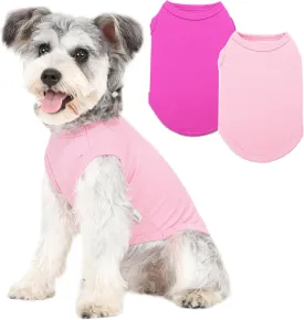 2 Pack Dog Clothes for Small Dogs Summer Dog Shirt Vest Girl Boy Lightweight Puppy T-Shirts Blank Soft and Cool Pet Clothing Sleeveless Medium Large Dog Outfit (Pink D-Pink, X-Large)