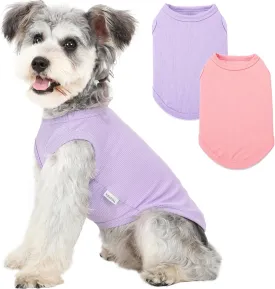2 Pack Dog Clothes for Small Dogs Summer Dog Shirt Vest Girl Boy Lightweight Puppy T-Shirts Blank Soft and Cool Pet Clothing Sleeveless Medium Large Dog Outfit (Purple L-Pink, X-Large)