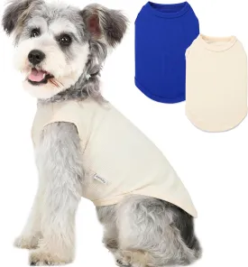 2 Pack Dog Clothes for Small Dogs Summer Dog Shirt Vest Girl Boy Lightweight Puppy T-Shirts Blank Soft and Cool Pet Clothing Sleeveless Medium Large Dog Outfit (White Blue, X-Large)