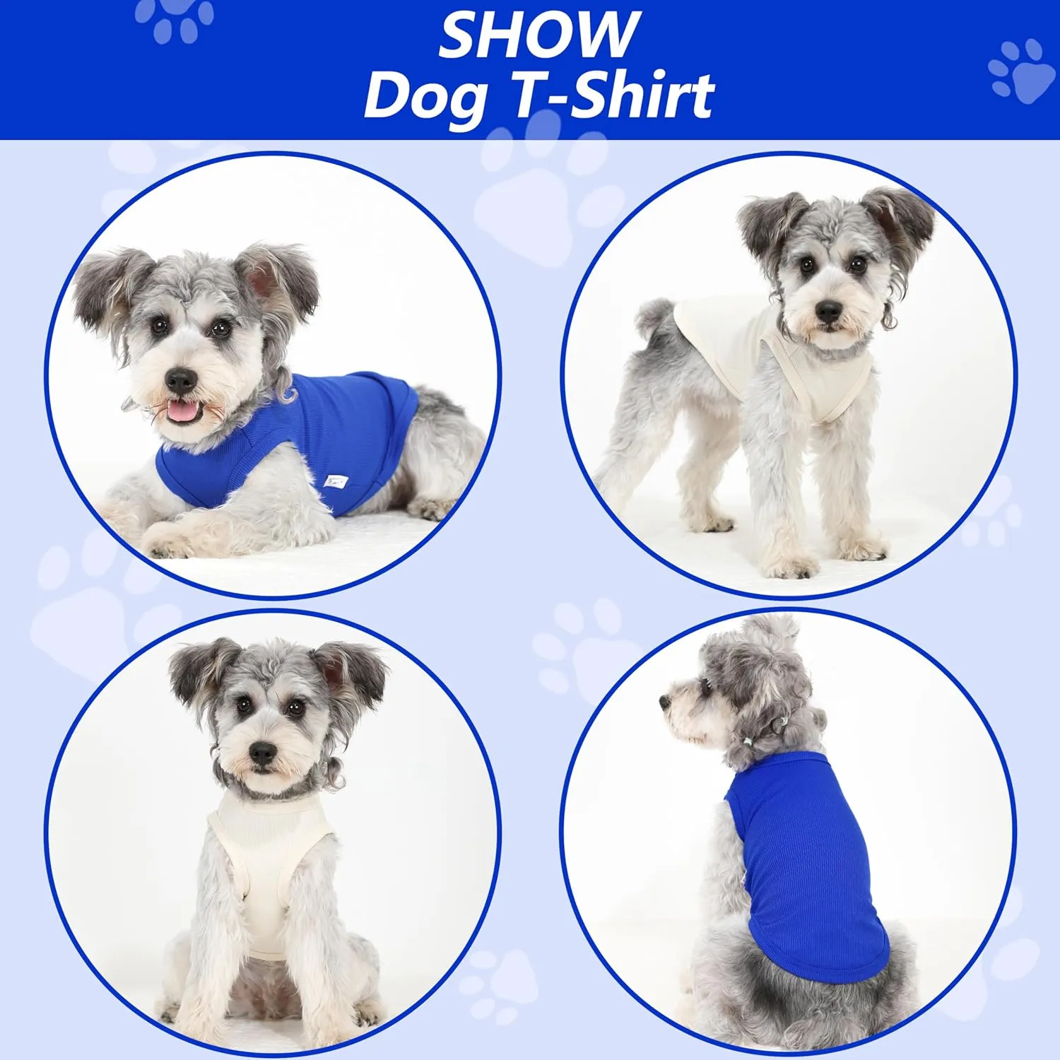 2 Pack Dog Clothes for Small Dogs Summer Dog Shirt Vest Girl Boy Lightweight Puppy T-Shirts Blank Soft and Cool Pet Clothing Sleeveless Medium Large Dog Outfit (White Blue, X-Large)