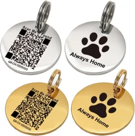 2 Pack Stainless Steel QR Code Pet ID Tags Personalized Dog Tags and Cat Tags Editable Online Profile Free Page Emergency Contacts Scan QR to Receive Instant Pet location Alert Emails (Gold Silver, M)