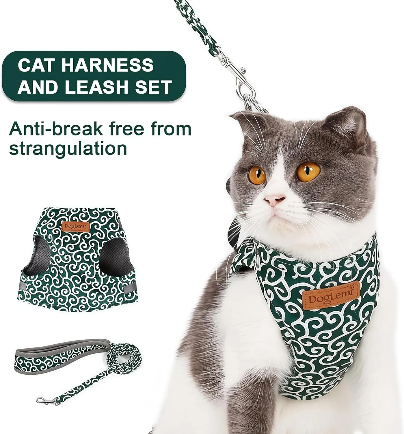 2025 New Cat Dogs Vest Harness and Leash Anti-Break Away Chest Strap Cat Clothes, Adjustable Pet Harness Jackets Soft Comfortable, Suitable for Girls Boys Cat Walk (Red, Adult Cat)