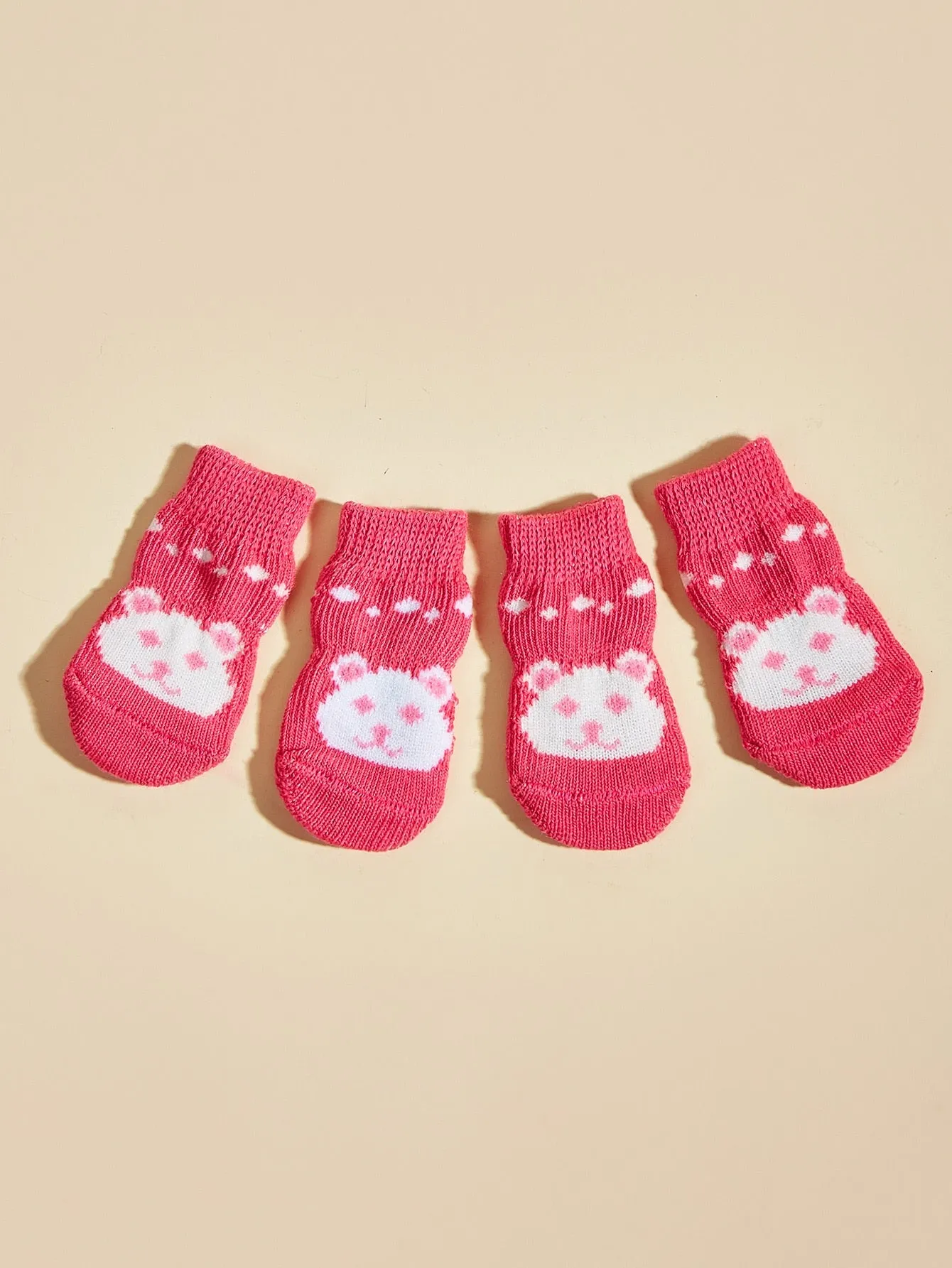 4pcs Non slip Cartoon Graphic Dog Socks