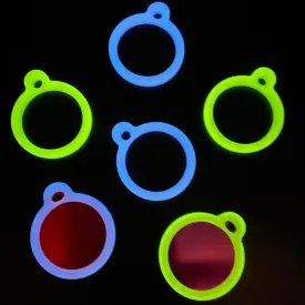 6 Pack Two Colors Circle Silicone Dog Tag Silencer Green Glow in The Dark Round Soundless Pet Tag Sleeve Blue Glow in The Dark Personalize Pet Name Tags Protector Lightweight Pet Tag Cover