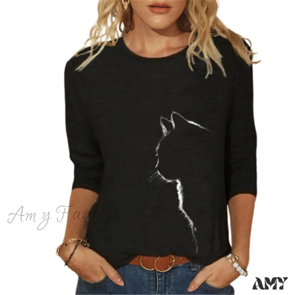 Amy Fashion - Clothing Funny Cat 3D Print Long Sleeve T-Shirts