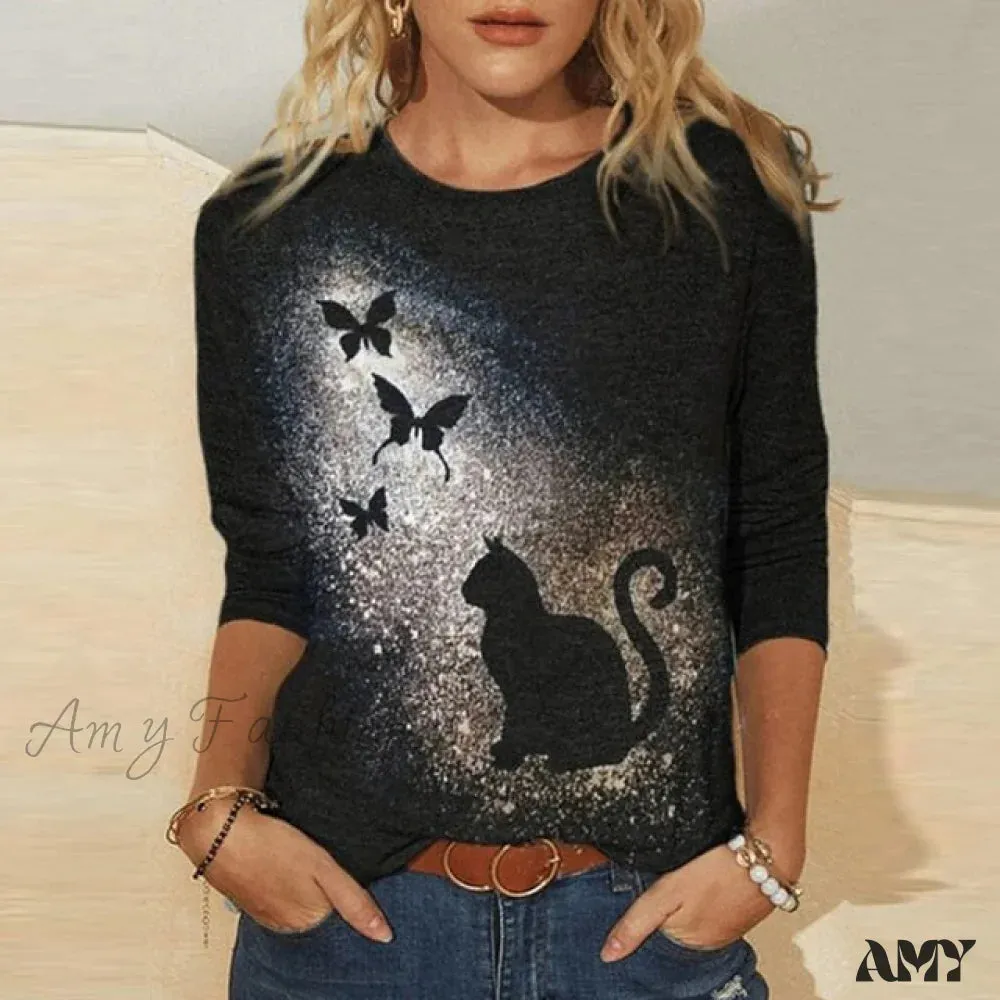 Amy Fashion - Clothing Funny Cat 3D Print Long Sleeve T-Shirts