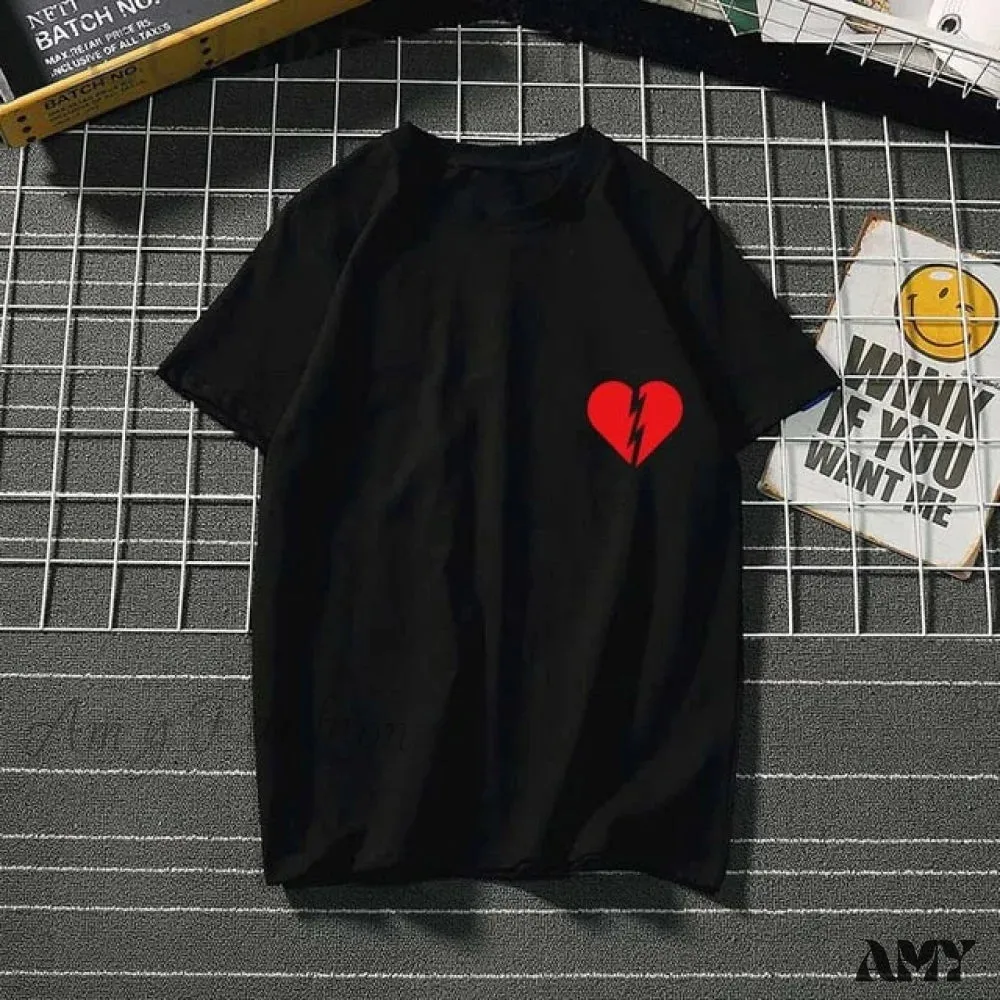Amy Fashion - Ladies Heart Graphic T- Shirts