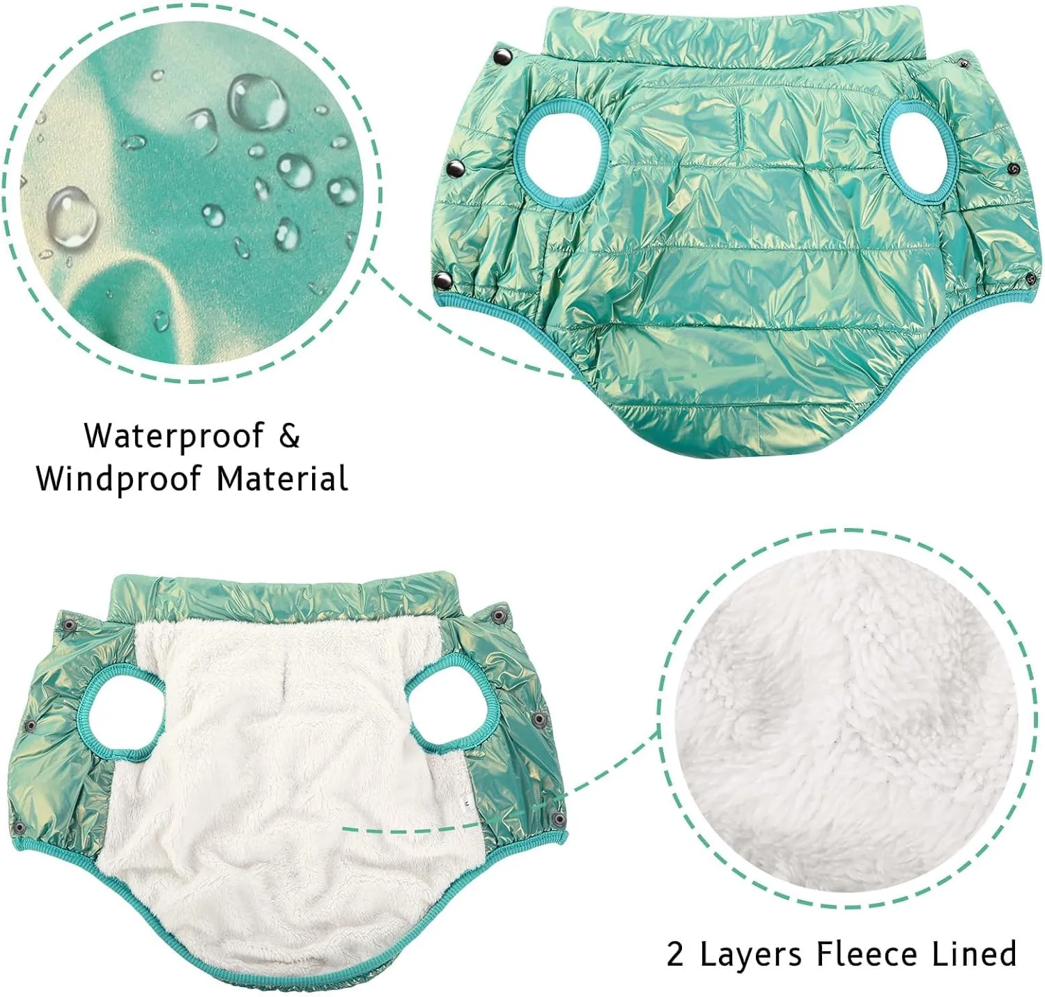 ASENKU Windproof Dog Winter Coat Waterproof Jacket Warm Vest Cold Weather Pet Apparel with 2 Layers Fleece Lined for Small Medium Large Dogs (Mint Green, XS)