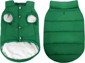 ASENKU Windproof Winter Coat - Waterproof Jacket, Warm Vest for Cold Weather - Pet Apparel With 2 Layers Fleece Lined for Small Medium Large Dogs (M, Green)