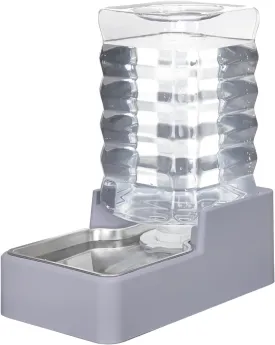 Automatic Dog and Cat Water Dispenser with Stainless Steel Bowl Gravity Waterer,Large Capacity and Drinking,100% BPA-Free,Suitable for Medium and Large-Sized Cats and Dogs (Light Gray, 8L)