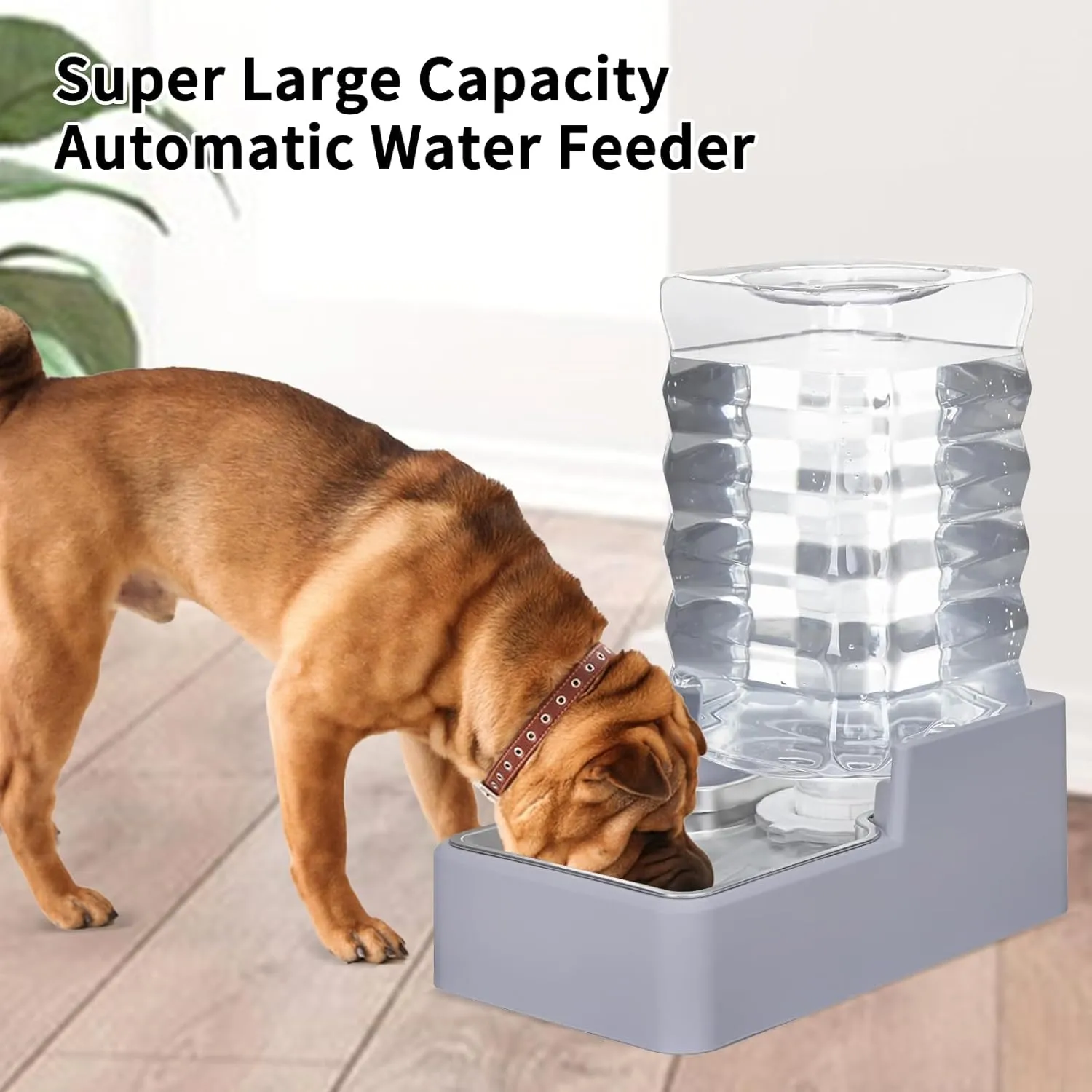 Automatic Dog and Cat Water Dispenser with Stainless Steel Bowl Gravity Waterer,Large Capacity and Drinking,100% BPA-Free,Suitable for Medium and Large-Sized Cats and Dogs (Light Gray, 8L)