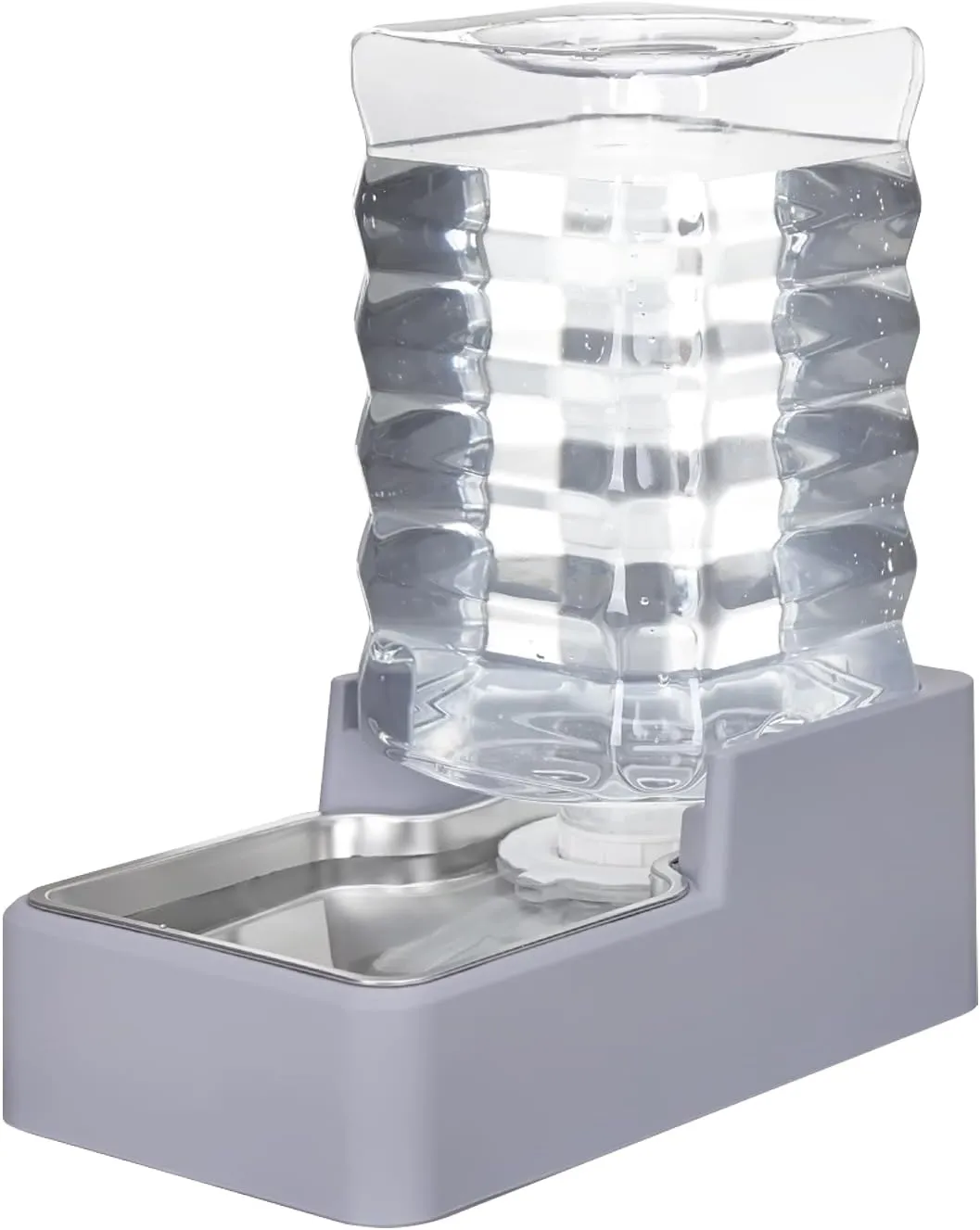 Automatic Dog and Cat Water Dispenser with Stainless Steel Bowl Gravity Waterer,Large Capacity and Drinking,100% BPA-Free,Suitable for Medium and Large-Sized Cats and Dogs (Light Gray, 8L)