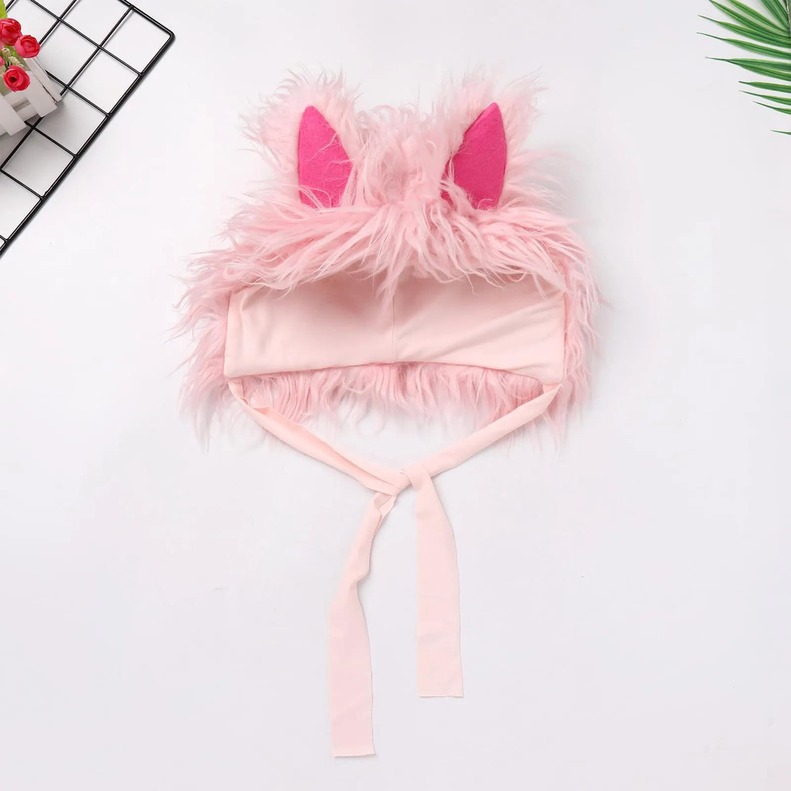 Baby Girl Christmas Pink Bunny Costume Faux Pink Fur Costume Tulle Tutu Romper Dress with Bunny Hat Headband with Pink Fuzzy Fur Leg Warmers Socks Xmas Holiday Easter Day Outfit Pink Bunny 3PCS 0-6 Months