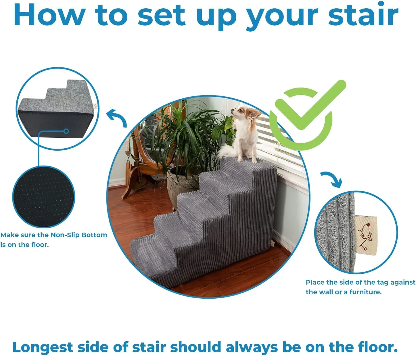 Best Pet Supplies Foldable Foam Pet Steps for Small Dogs and Cats, Portable Ramp Stairs for Couch, Sofa, and High Bed Climbing, Non-Slip Balanced Indoor Step Support, Paw Safe - Brown Linen, 2-Step