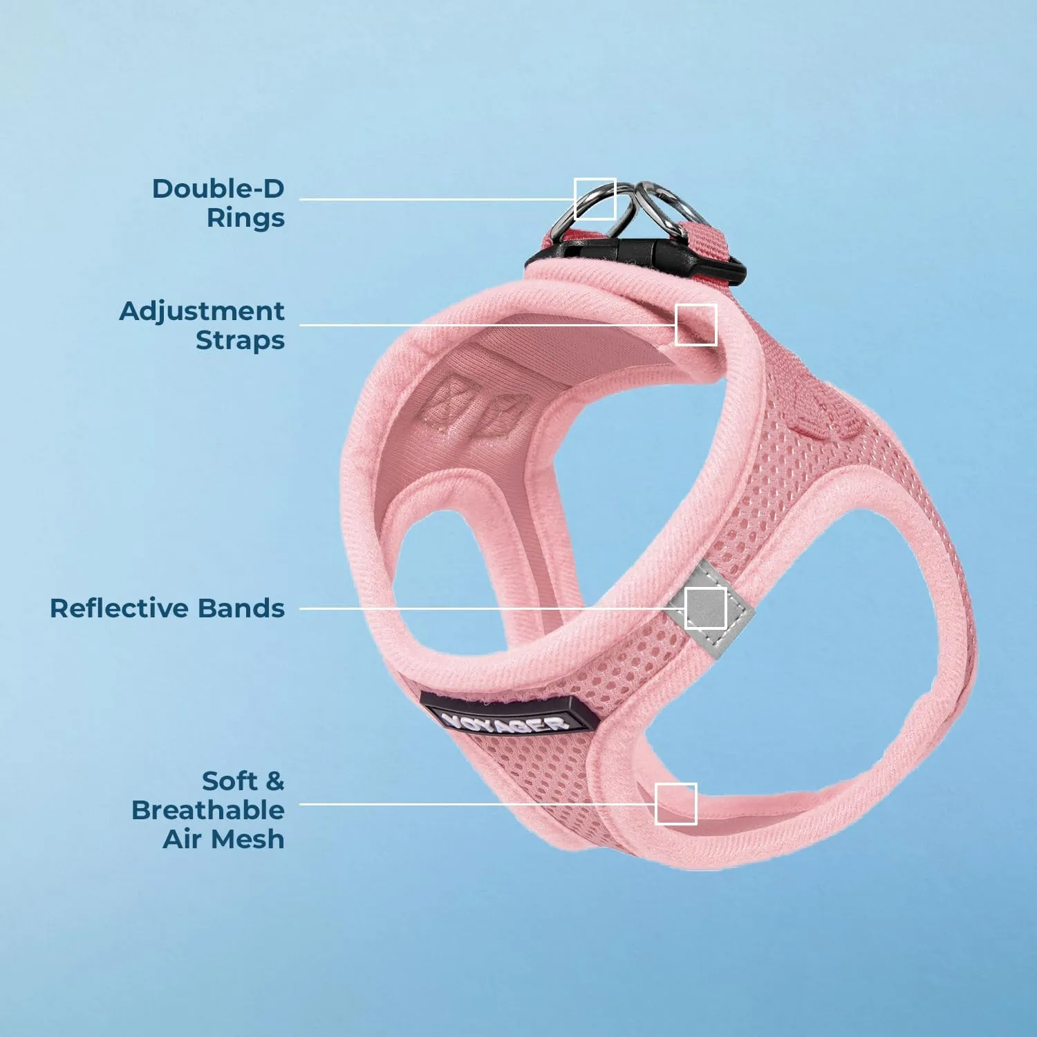 Best Pet Supplies Voyager Step-in Air Dog Harness - All Weather Mesh, Reflective, No Pull Harness for Small, Medium Dogs, Cats - Secure with Hook & Loop Fastener, Buckle, Double D-Rings - Pink, XS