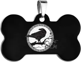 Black Crow Pet ID Tag Stainless Steel Dog Tags Cat Tags Personalized Collar Tags Pet Accessories Bone Shape