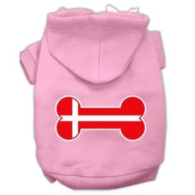 Bone Shaped Denmark Flag Screen Print Pet Hoodies Light Pink Size XXXL(20)