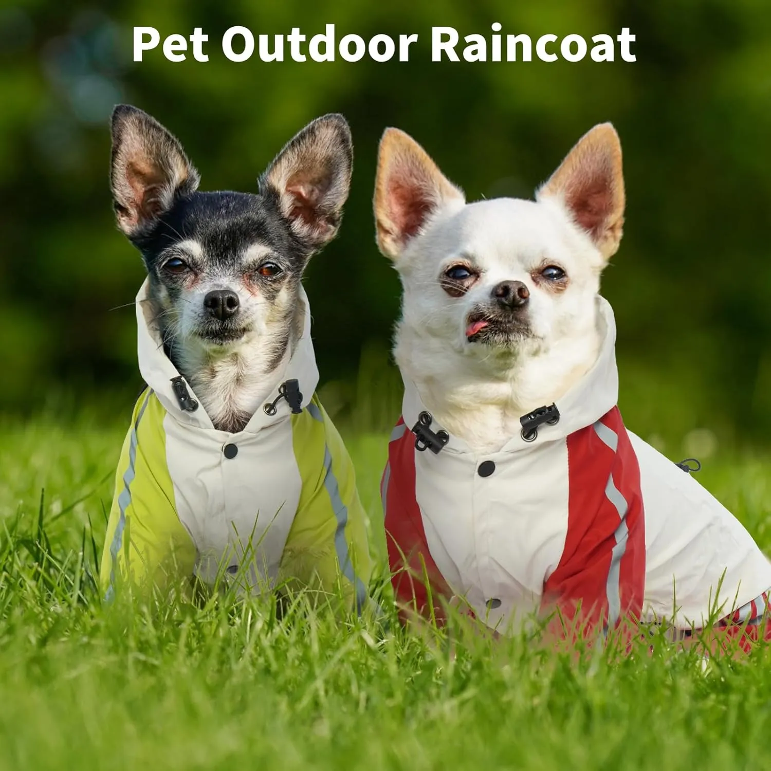 BRKURLEG Dog Raincoat With Legs, Waterproof Clothes, Pet Rainproof Jacket With Leash Hole, Reflective Poncho for Small Dogs Boy Girl, Green L