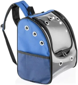 Cat Backpack Carrier Pet Buble for Cat Dog Animal Breathable 11 Holes Foldable Small Medium LargeTransparent Large Space Great for Easy Travel Airline Hiking Outdoor Up to 22 Lbs (Blue)