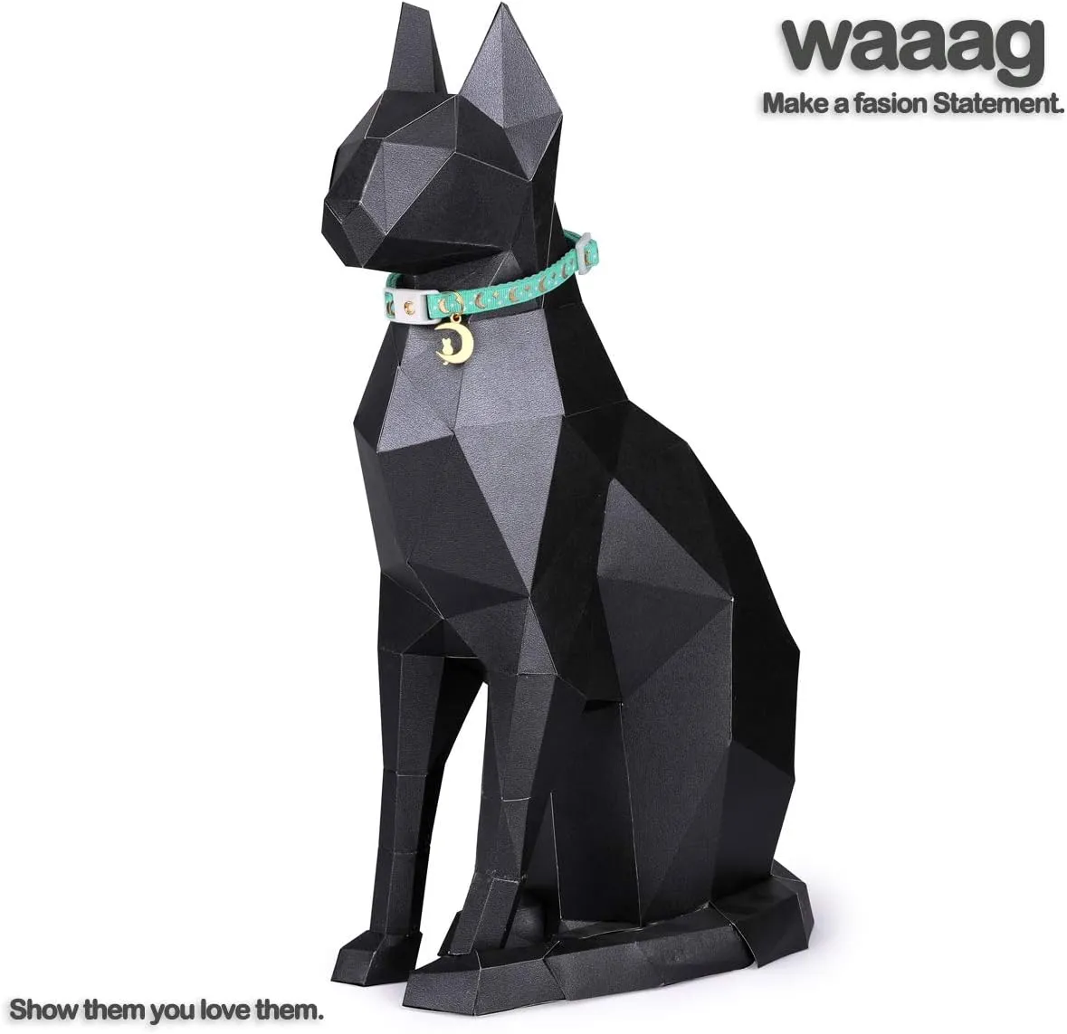 Cat Collars, Gold Moons and Stars Cat Collar, Safety Breakaway Cat Collar, Glow in The Dark (Standard 9"-15" Neck, Aqua)