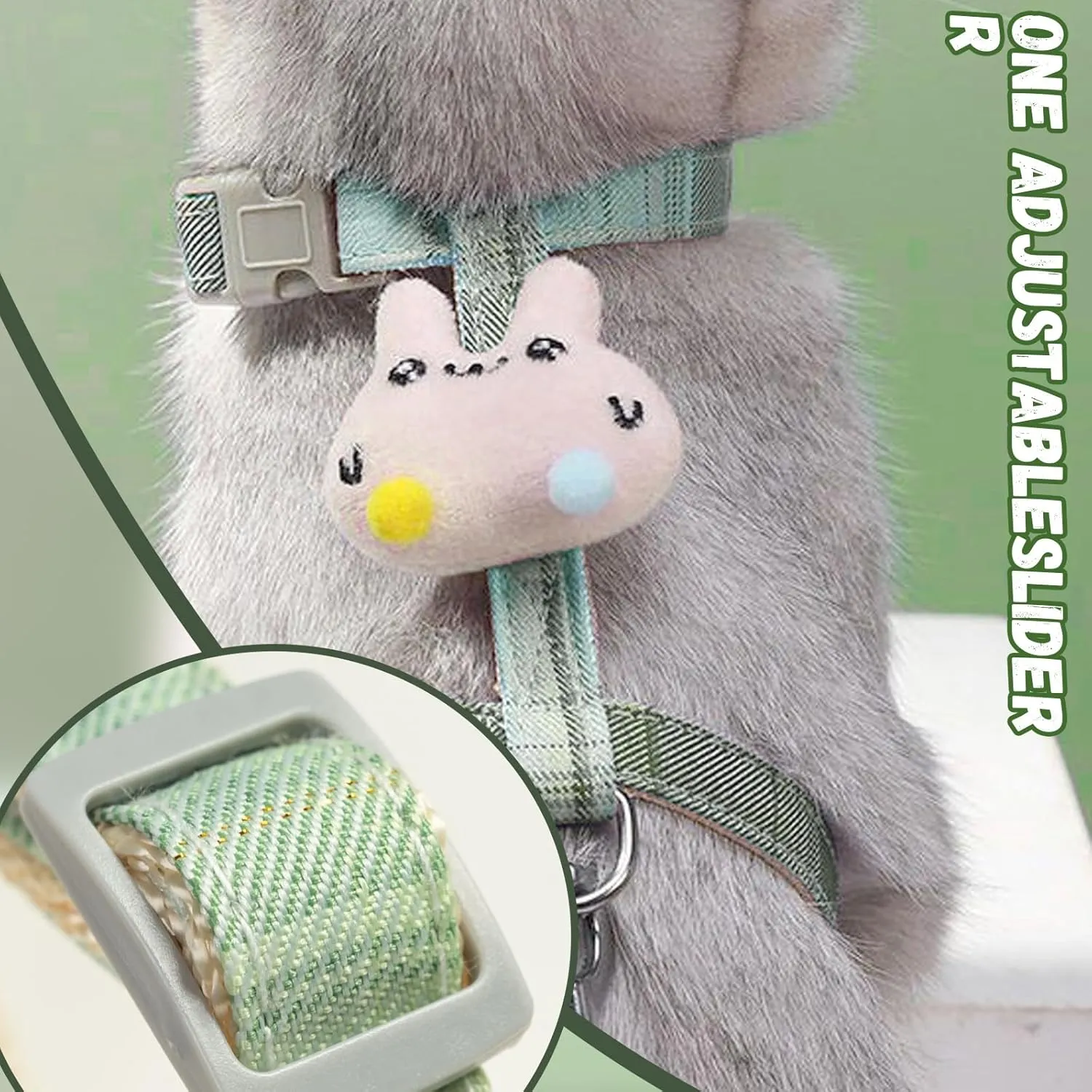 Cat Harness and Leash Set Escape Proof for Walking,Adjustable Cute Kitten Harness Leash for Small Medium Large Cats, Green Size S