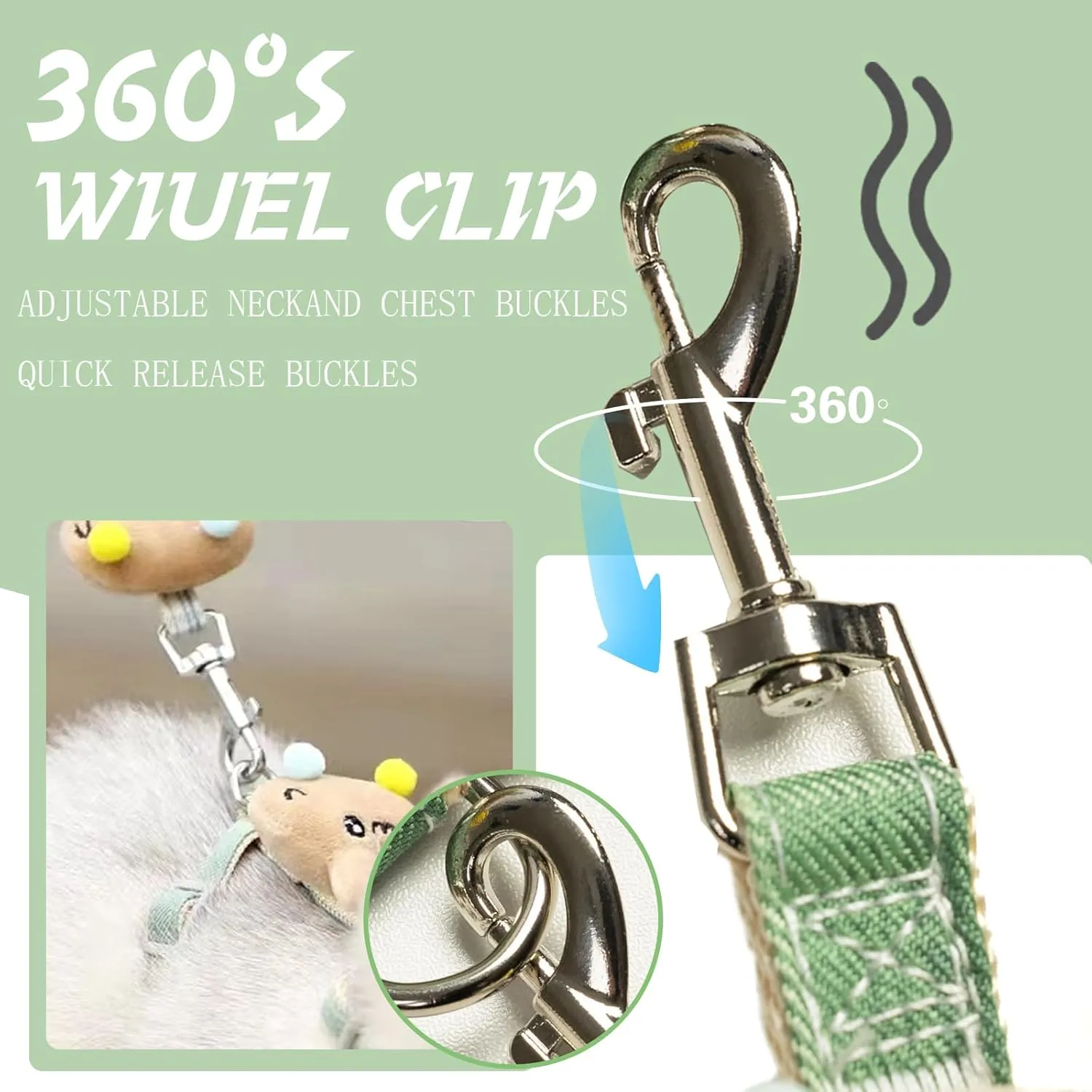 Cat Harness and Leash Set Escape Proof for Walking,Adjustable Cute Kitten Harness Leash for Small Medium Large Cats, Green Size S