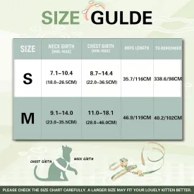 Cat Harness and Leash Set Escape Proof for Walking,Adjustable Cute Kitten Harness Leash for Small Medium Large Cats, Green Size S