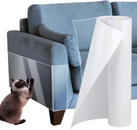 Cat Scratch Furniture Protector, 197"x12" PVC Anti Scratching Sticky Clear Tape, Cat Scratch Deterrent Couch Corner Guards Tape for Furniture Couch Sofa Door Walls
