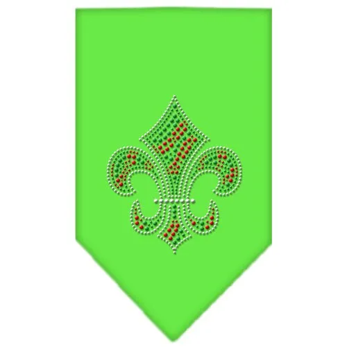 Christmas Pet and Dog Bandana Rhinestone, "Christmas Fleur De Lis"