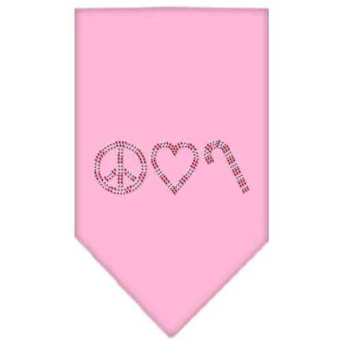 Christmas Pet and Dog Bandana Rhinestone, "Peace, Love & Candy Canes"