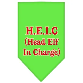 Christmas Pet and Dog Bandana Screen Printed, "Head Elf In Charge"