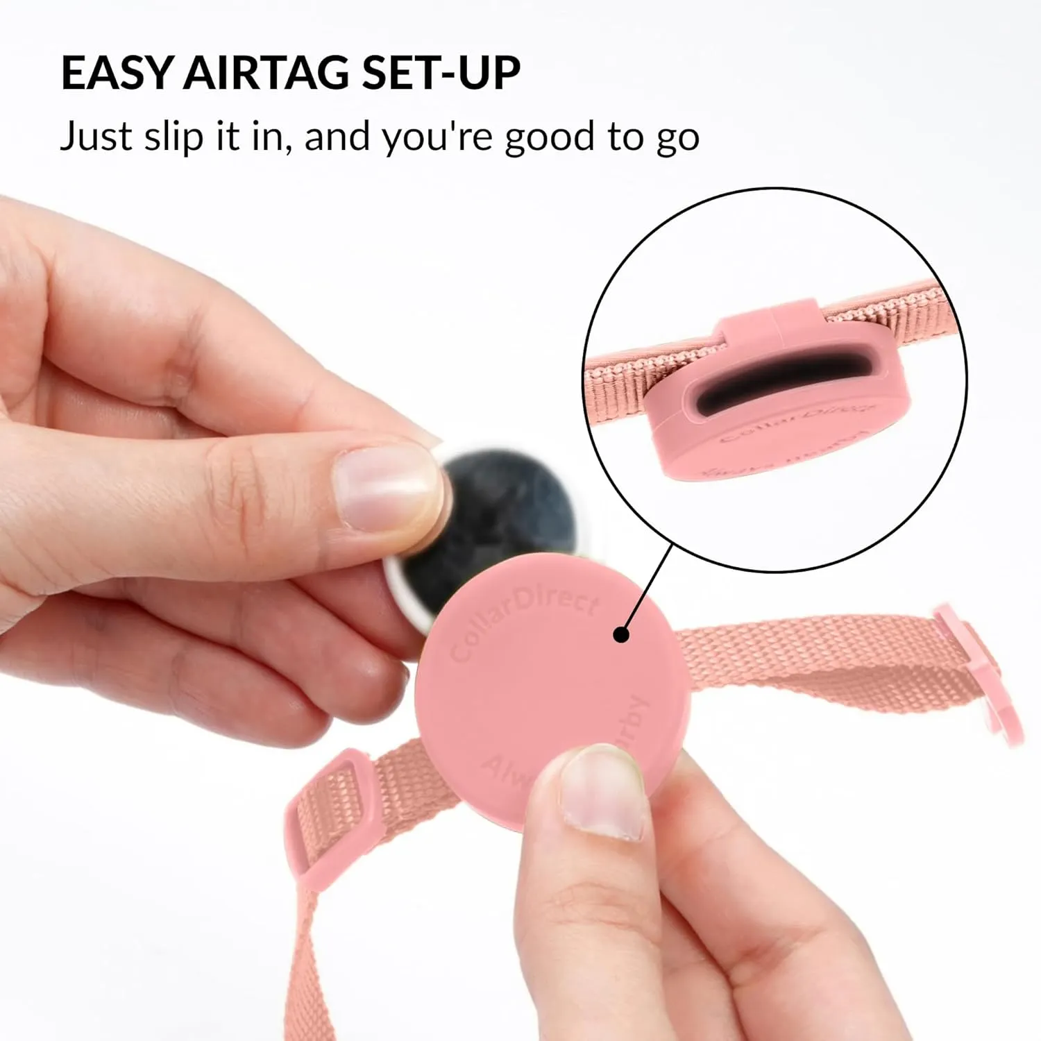 CollarDirect Breakaway Nylon Cat Collar - Airtag Holder with ID Tag for Kitten to Big Cat (Pink, XS)