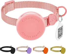 CollarDirect Breakaway Nylon Cat Collar - Airtag Holder with ID Tag for Kitten to Big Cat (Pink, XS)