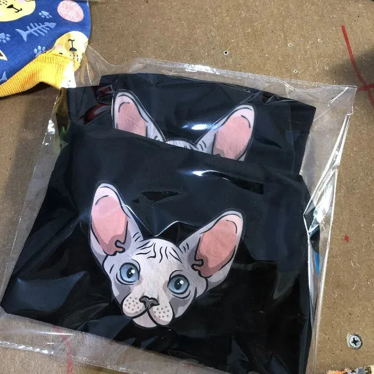 Cotton Coat for Sphynx Cat | Soft Turtleneck Cartoon Sweatshirt for Kittens | Thick Elastic T-Shirt for Devon Rex | Spring and Autumn | Alo Trendy