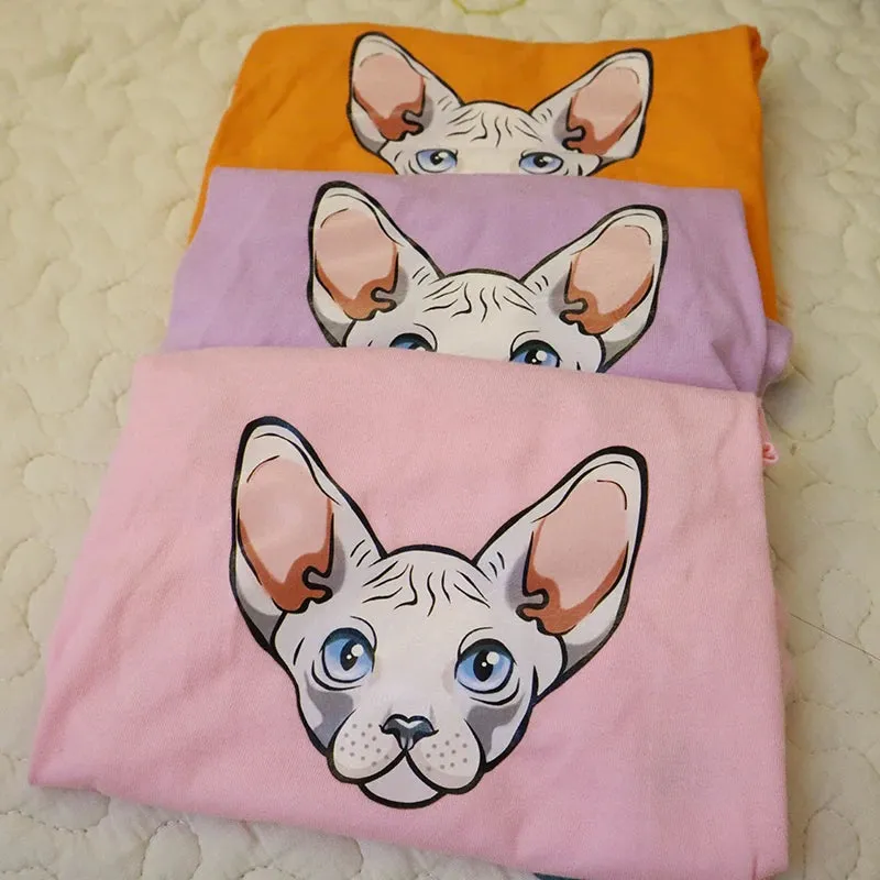 Cotton Coat for Sphynx Cat | Soft Turtleneck Cartoon Sweatshirt for Kittens | Thick Elastic T-Shirt for Devon Rex | Spring and Autumn | Alo Trendy
