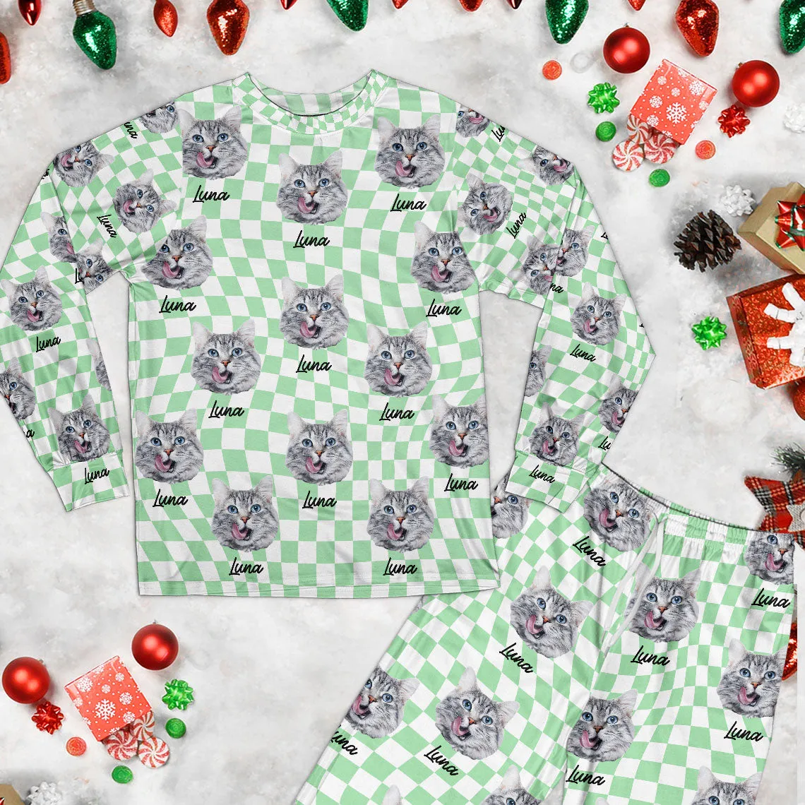 Custom Face Checkboard - Personalized Photo Pajamas