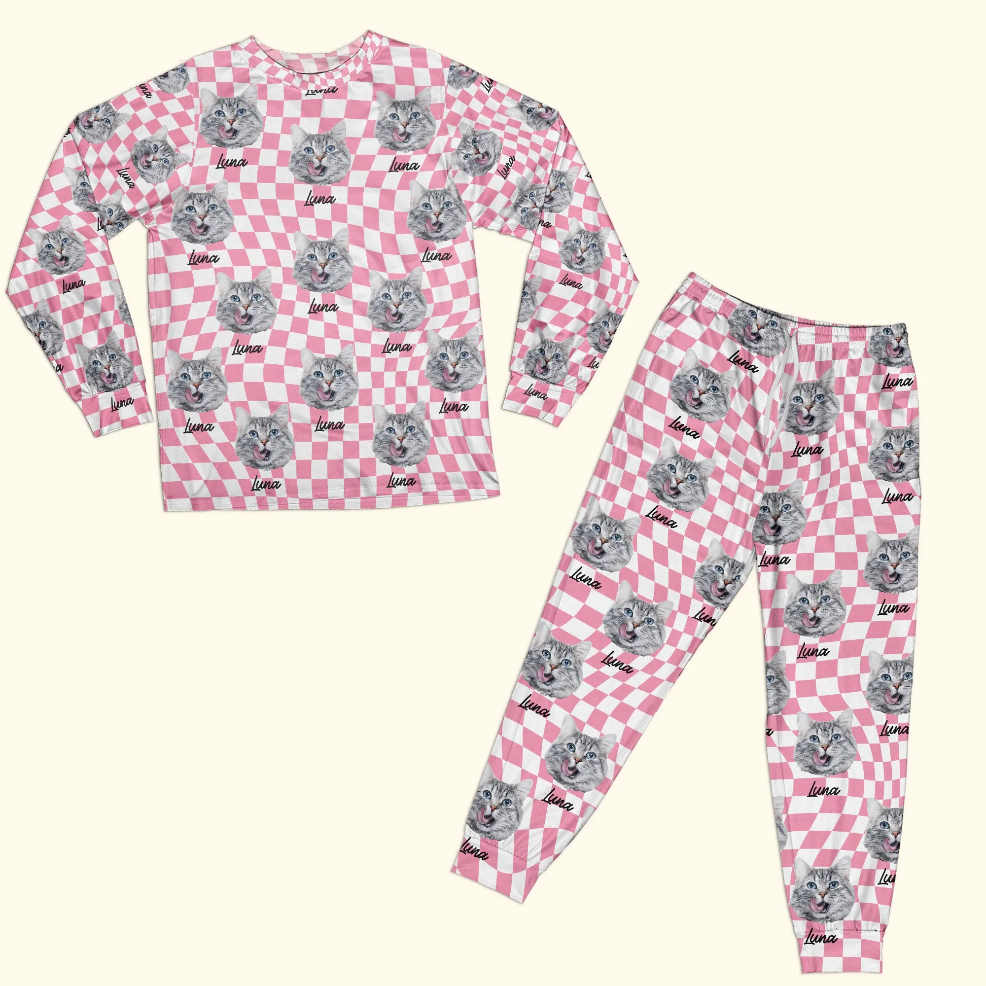Custom Face Checkboard - Personalized Photo Pajamas