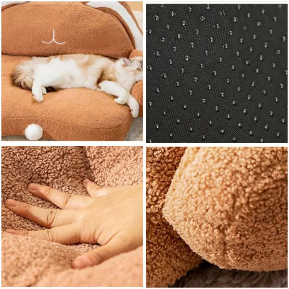Cute Cat Sofa Snooze - Deep Sleep Warm Bed for Cats, Puppies, and Kittens - Soft Mat with Padded Cushion - Small Dog and Winter Pet Accessories