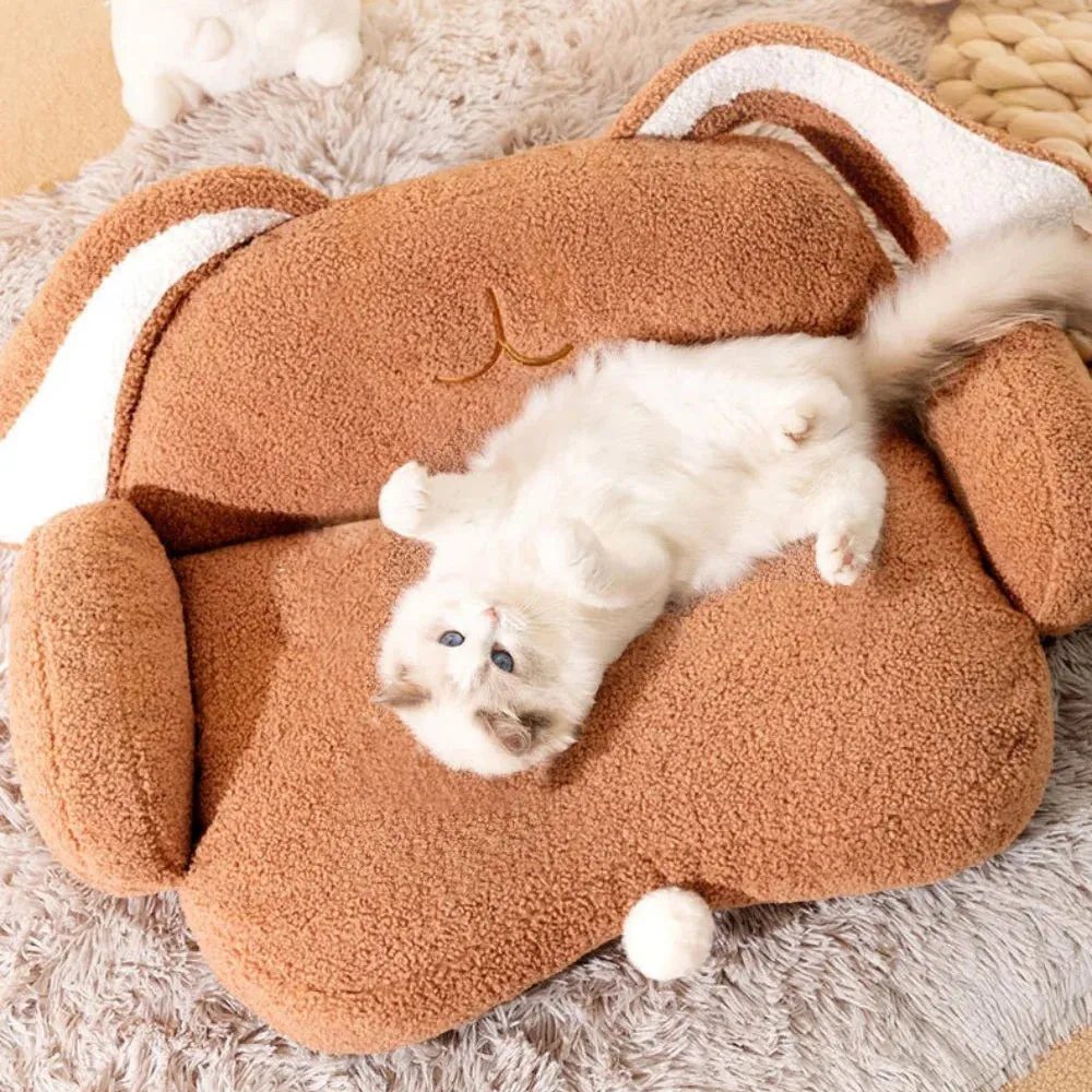 Cute Cat Sofa Snooze - Deep Sleep Warm Bed for Cats, Puppies, and Kittens - Soft Mat with Padded Cushion - Small Dog and Winter Pet Accessories