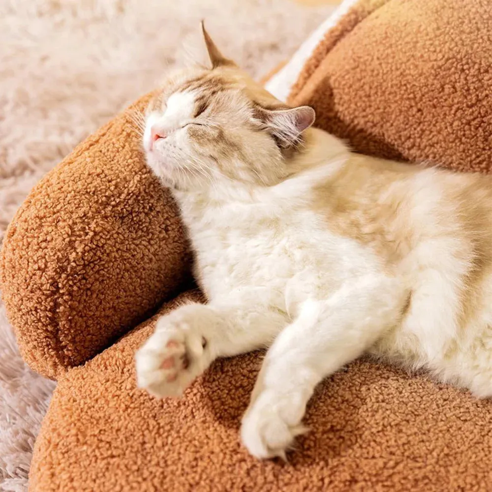Cute Cat Sofa Snooze - Deep Sleep Warm Bed for Cats, Puppies, and Kittens - Soft Mat with Padded Cushion - Small Dog and Winter Pet Accessories