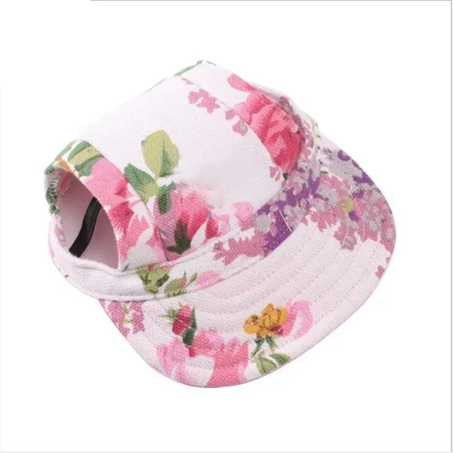 Cute Print Dog Hat With Ear Holes Summer Canvas Baseball Cap For Pet Dog Outdoor Accessories Hiking Pet Products S,M,L,XL
