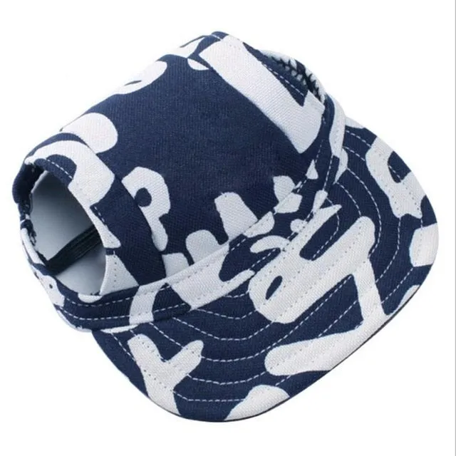 Cute Print Dog Hat With Ear Holes Summer Canvas Baseball Cap For Pet Dog Outdoor Accessories Hiking Pet Products S,M,L,XL