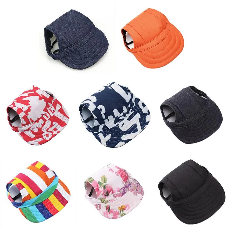 Cute Print Dog Hat With Ear Holes Summer Canvas Baseball Cap For Pet Dog Outdoor Accessories Hiking Pet Products S,M,L,XL