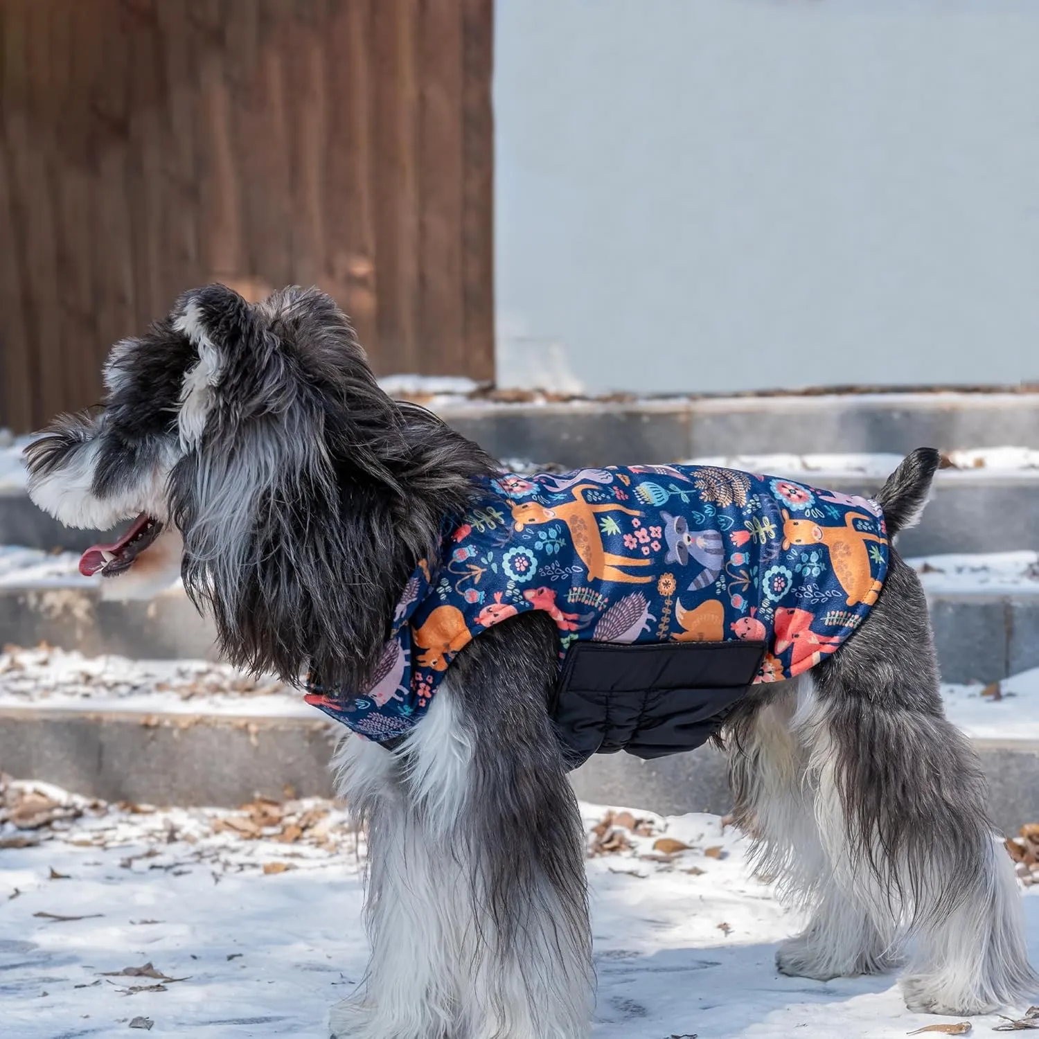 CuteBone Winter Dog Coat - Waterproof Windproof Reversible Jacket - Thick Adjustable Soft Coat with Leash Hole for Small to Large Dogs