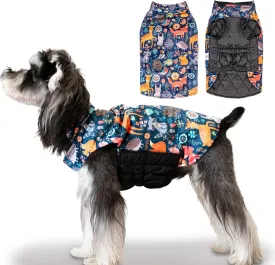 CuteBone Winter Dog Coat - Waterproof Windproof Reversible Jacket - Thick Adjustable Soft Coat with Leash Hole for Small to Large Dogs