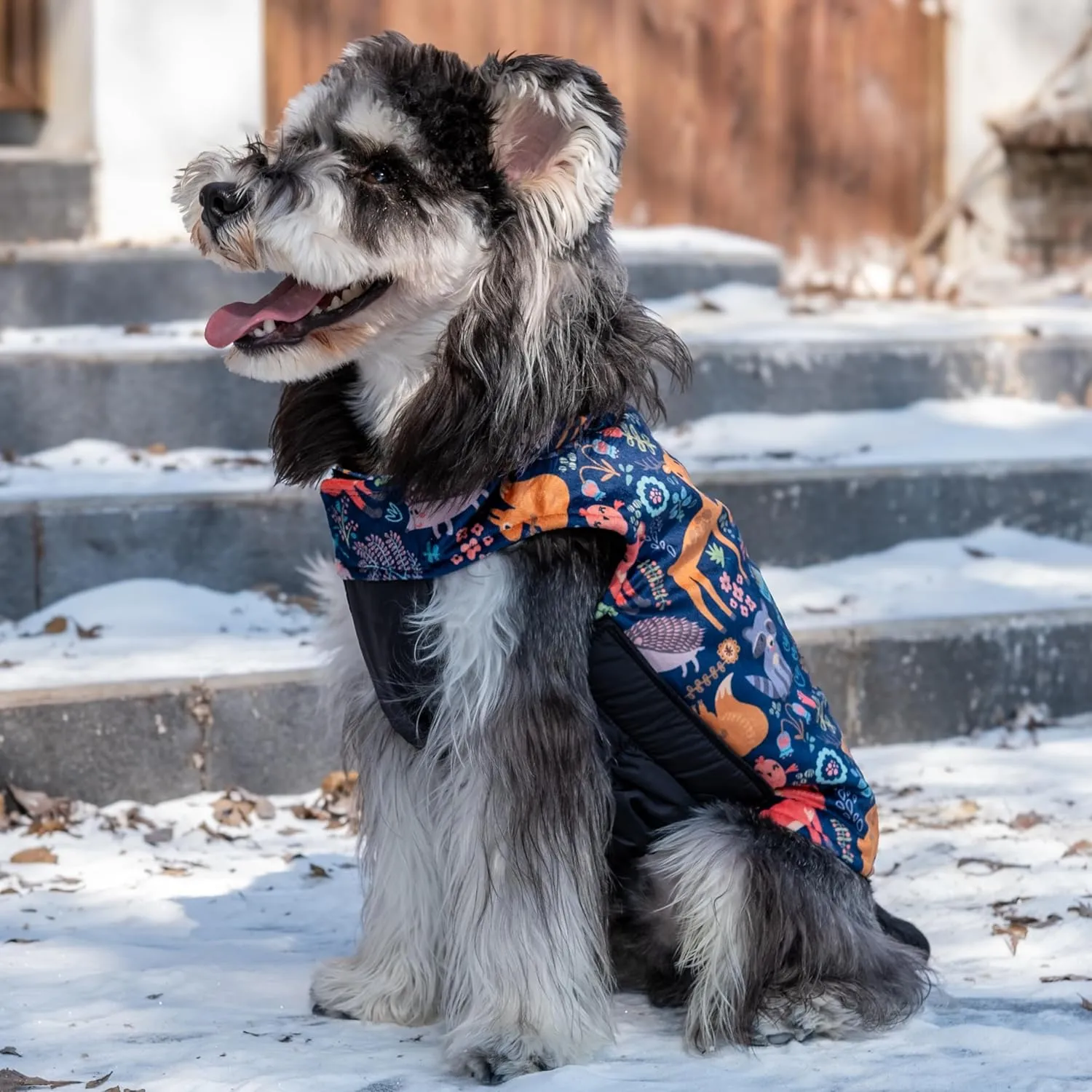 CuteBone Winter Dog Coat - Waterproof Windproof Reversible Jacket - Thick Adjustable Soft Coat with Leash Hole for Small to Large Dogs