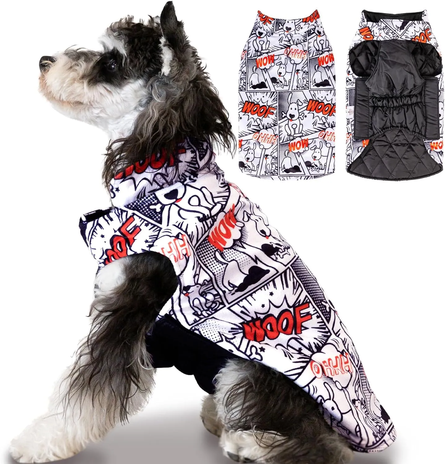 CuteBone Winter Dog Jacket - Reversible, Windproof & Waterproof Soft Coat with Leash Hole for Small to Large Dogs